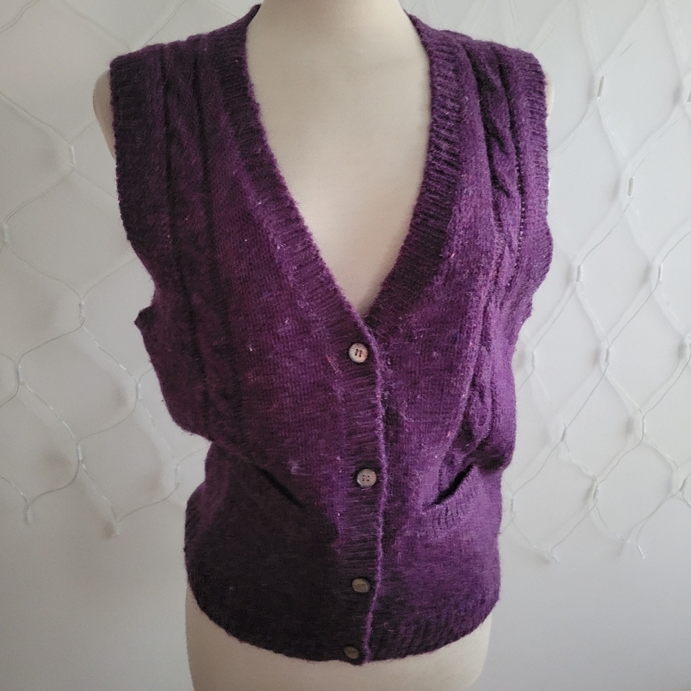 °Vintage Knit Vest By Cheryl Tiegs • Plum Color Is Devine • Size Large